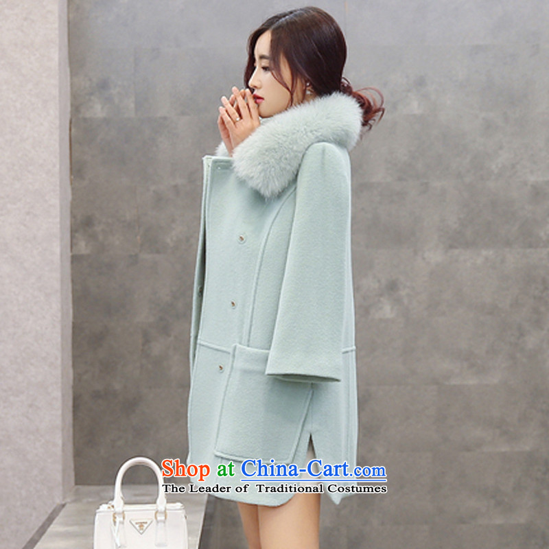 Yi Wu 2015 winter clothing new Korean girl in gross? jacket long Sau San Fox Nagymaros collar cashmere a wool coat Y532 female picture color XL, Yi Wu , , , shopping on the Internet