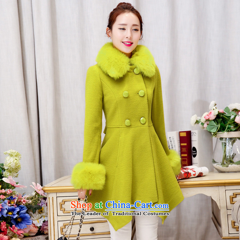 Alfa Romeo Lei 2015 winter new Korean female jacket? gross in autumn and winter long double-a wool coat with collar coats8530 fruit  2XL, green alfa romeo Lei (MIOULREY) , , , shopping on the Internet