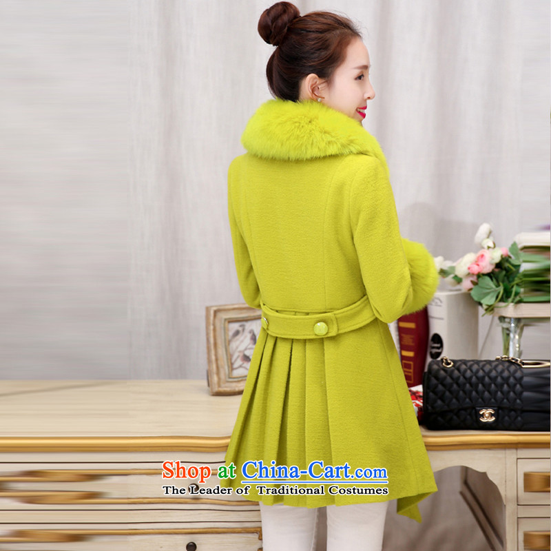 Alfa Romeo Lei 2015 winter new Korean female jacket? gross in autumn and winter long double-a wool coat with collar coats8530 fruit  2XL, green alfa romeo Lei (MIOULREY) , , , shopping on the Internet