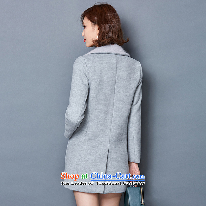 Mandan chou 2015 winter new Korean female coats gross Sau San? thick cotton folder code gross? Jacket Sable Hair suits for long a wool coat gray XXL, KALIMANTAN (mandanlun) , , , shopping on the Internet
