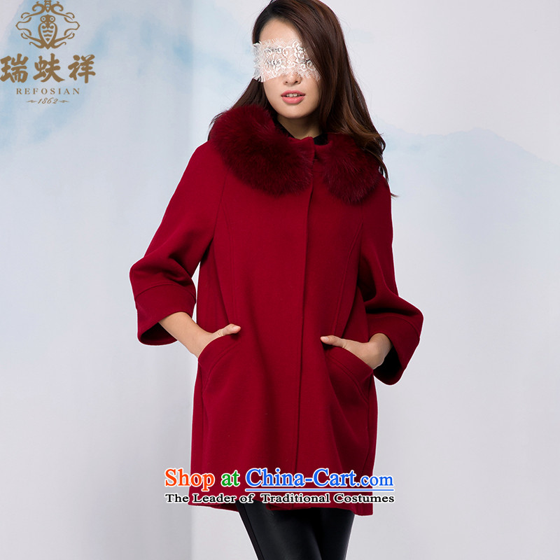 Therefore, 2015 winter new Cheung woolen coats light luxury fashion fox gross for Sau San long coats175_96A wine red
