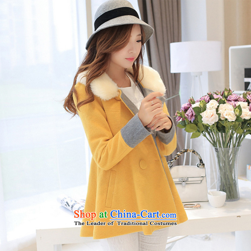 Laurence yi 2015 Autumn replacing the new Korean women in long Sau San a wool coat 1390 Yellow , L, Monica Yi (MEIJIAYI) , , , shopping on the Internet