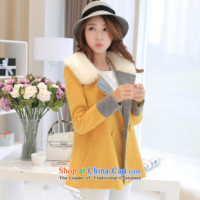 Laurence yi 2015 Autumn replacing the new Korean women in long Sau San a wool coat 1390 Yellow , L, Monica Yi (MEIJIAYI) , , , shopping on the Internet