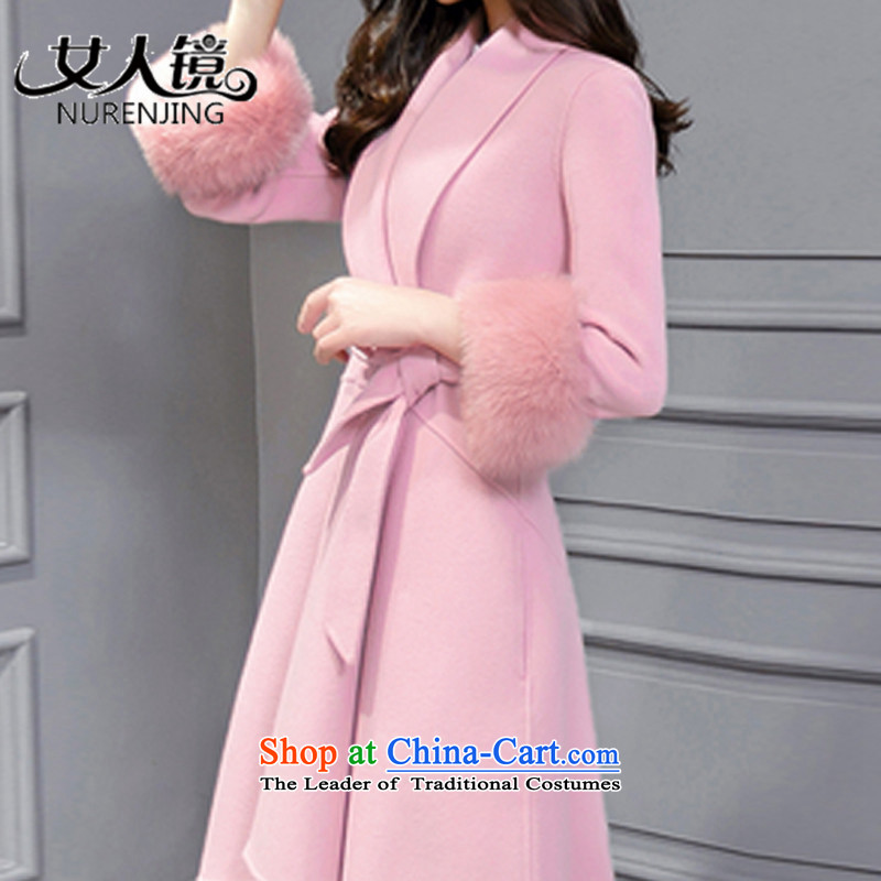 Women 2015 winter new mirror v-neck in the autumn and winter coats of Sau San Mao?? #T9130 jacket , L, woman powder of carmine nurenjing Mirror () , , , shopping on the Internet