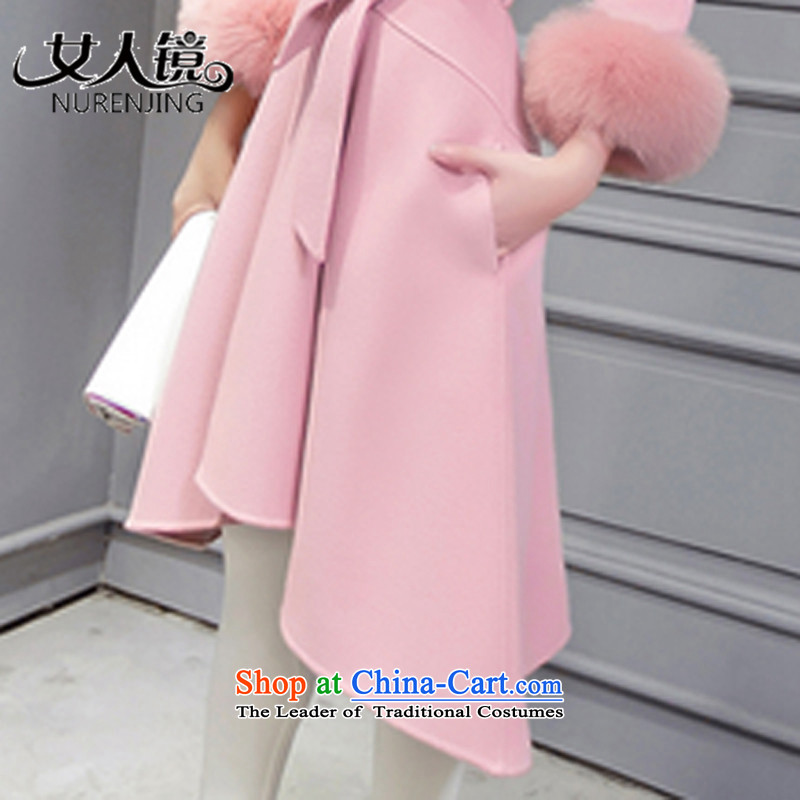 Women 2015 winter new mirror v-neck in the autumn and winter coats of Sau San Mao?? #T9130 jacket , L, woman powder of carmine nurenjing Mirror () , , , shopping on the Internet