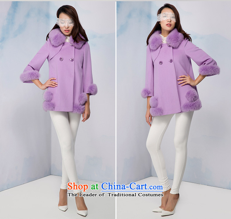 Therefore, 2015 winter new Cheung woolen coat stylish and elegant fox gross collar short sleeves light luxury atmosphere with a light purple coat gross? 155/80A picture, prices, brand platters! The elections are supplied in the national character of distribution, so action, buy now enjoy more preferential! As soon as possible.