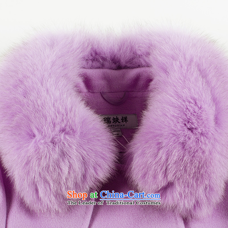 Therefore, 2015 winter new Cheung woolen coat stylish and elegant fox gross collar short sleeves light luxury atmosphere with a light purple coat gross? Therefore, Eric LI has been pressed 155/80A, shopping on the Internet
