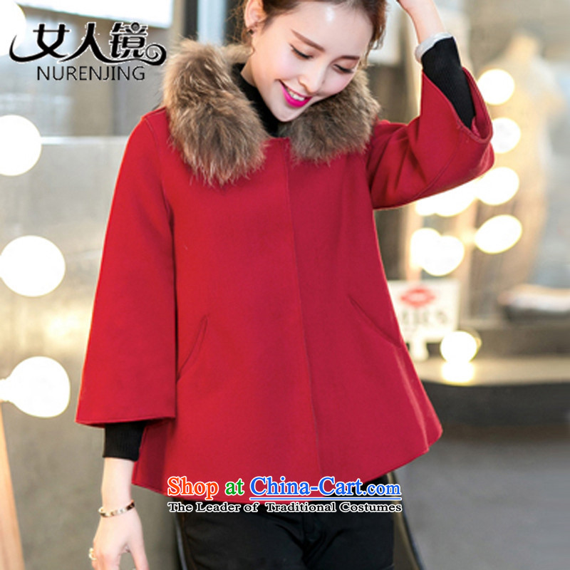 2015 Korean woman mirror the new Small incense funnels canopies gross shortage of female jacket is a winter coats shawl _S686 female redXL115-133 catty