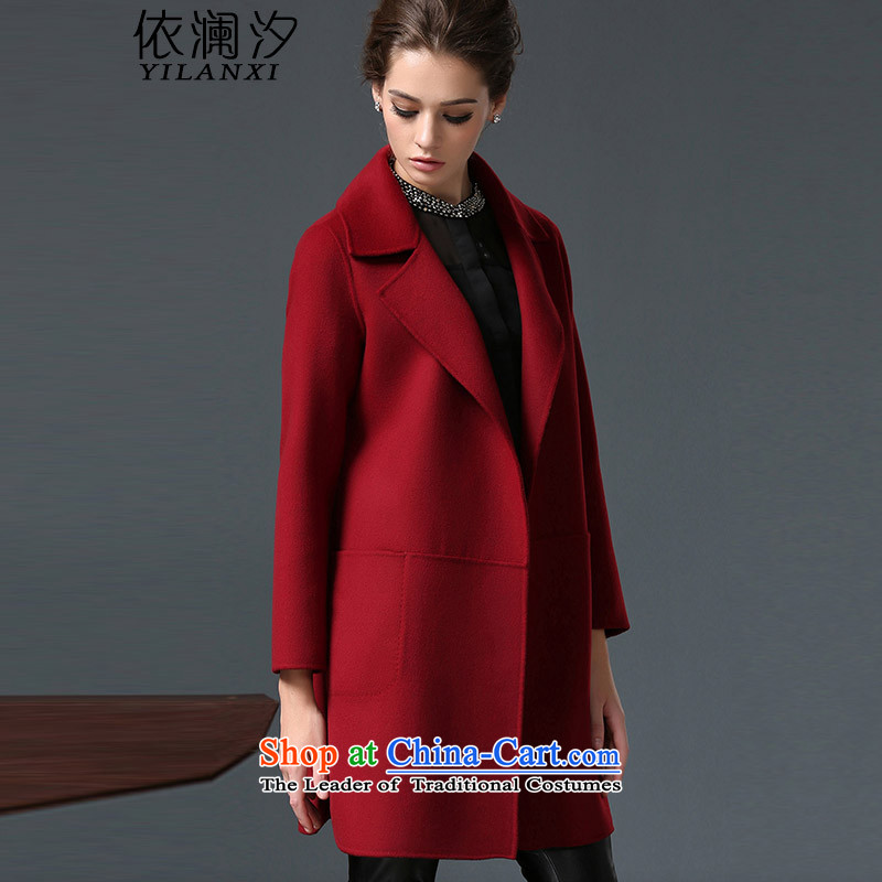 In accordance with the World Hsichih European site coats women 2015 new casual jacket in gross so long a gross 8578 woolens wine red M