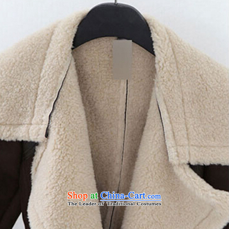 Ms Audrey EU's 2015 romantic Connie autumn and winter version won long Leisure pure color coats female gross? lapel?   The lint-free of coat skin coat jacket Brown , L, romantic Connie Na (LANGNIMANWEINA Ms Audrey Eu) , , , shopping on the Internet