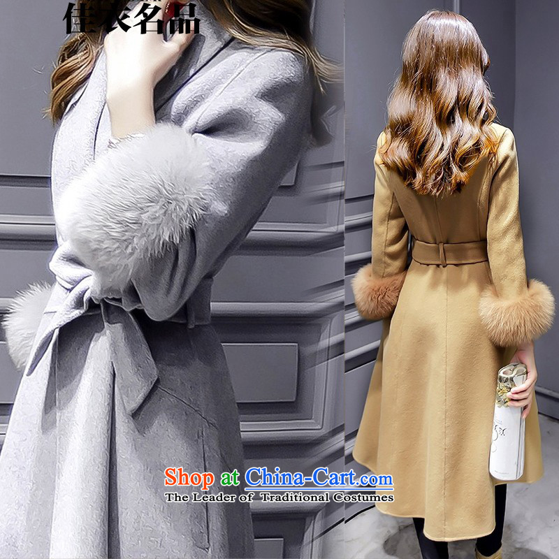 Better, Yi 2015 winter new Korean fashion v-neck autumn and winter coats that? long hair? jacket M8521 Sau San rouge toner , L, better Yi, , , , shopping on the Internet