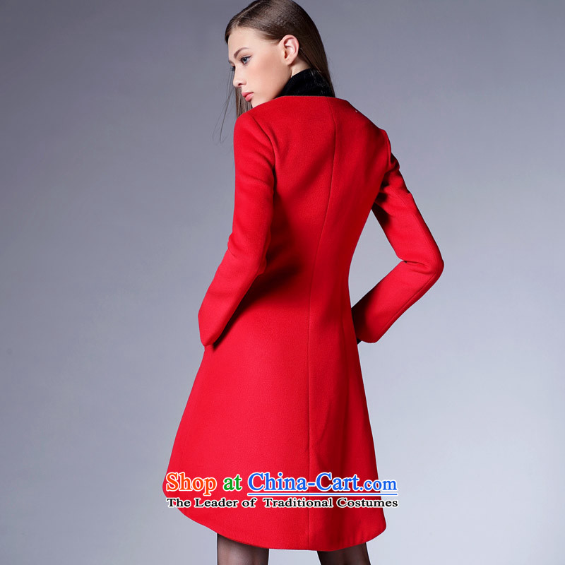 Women 2015 Fall/Winter Collections in the new round-neck collar long double-time gross? a wool coat female jacket female red S,zk,,, shopping on the Internet