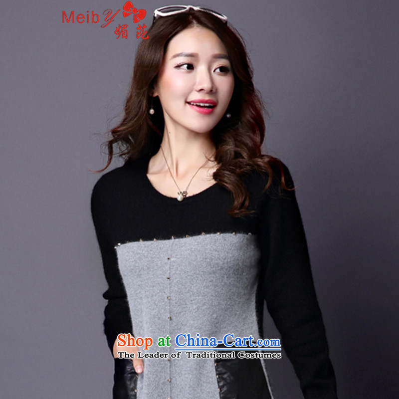 Maximum number of ladies to intensify the thick mm autumn and winter new Knitted Shirt, long-sleeved clothes loose video, forming the basis of thin sweater female 2921 new 4XL, of gray (meiby) , , , shopping on the Internet