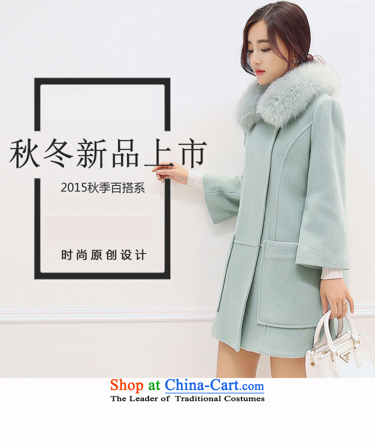 Yi No.  2015 Fall/Winter Collections by female new Korean Nagymaros collar jacket in gross? long hair? coats of Sau San cashmere female winter 1963 Green S picture, prices, brand platters! The elections are supplied in the national character of distribution, so action, buy now enjoy more preferential! As soon as possible.