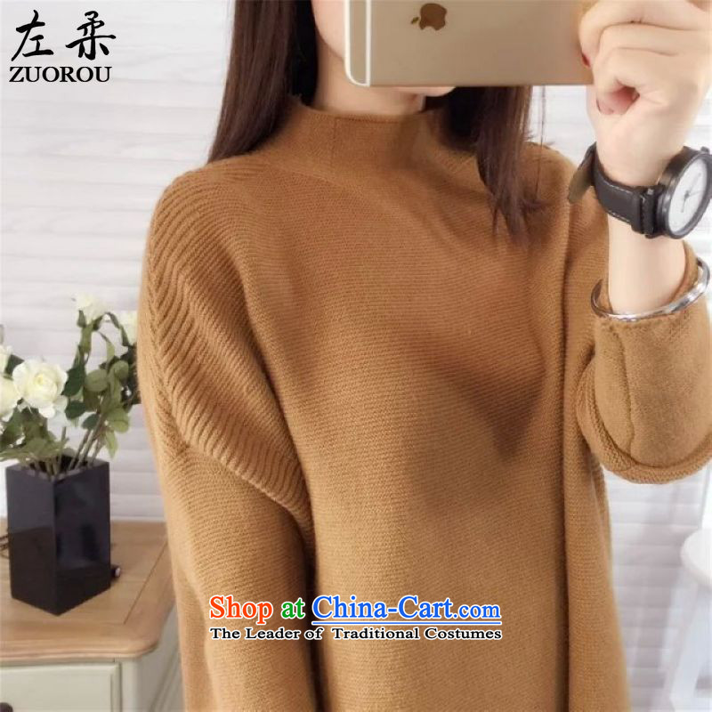 Sophie  2015 autumn and winter left) version version of large Korean female thick mm thin with video-semi-high collar in long loose video thin woolen pullover 200 catties better wearing a red are codes, left soft , , , shopping on the Internet