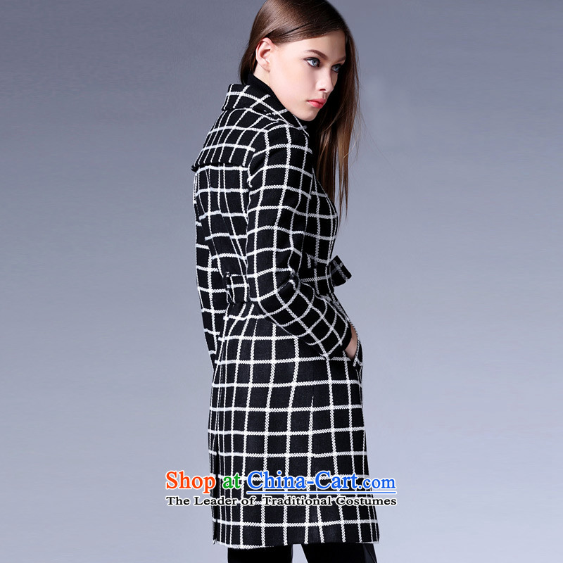 Zk Western women 2015 Fall/Winter Collections new monochrome, long hair? jacket commuter Sau San video thin a wool coat with latticed S,zk,,, shopping on the Internet