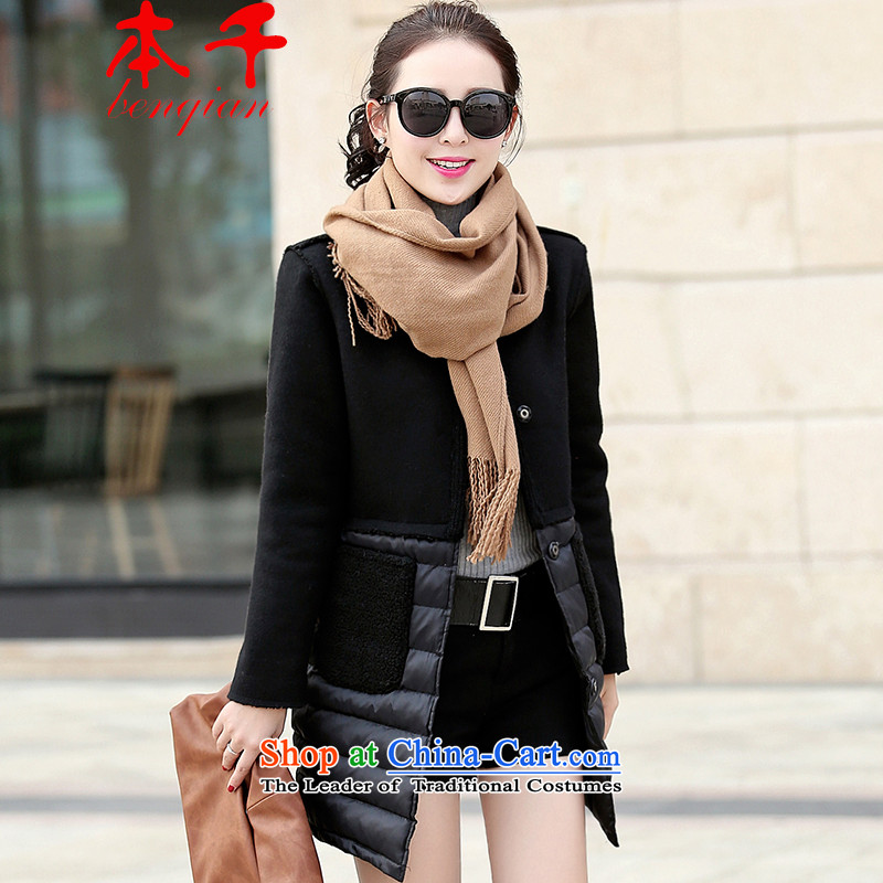 The thousands of 2015 autumn and winter clothes in gross? coats of Korean loose thick hair? jacket thick black?M