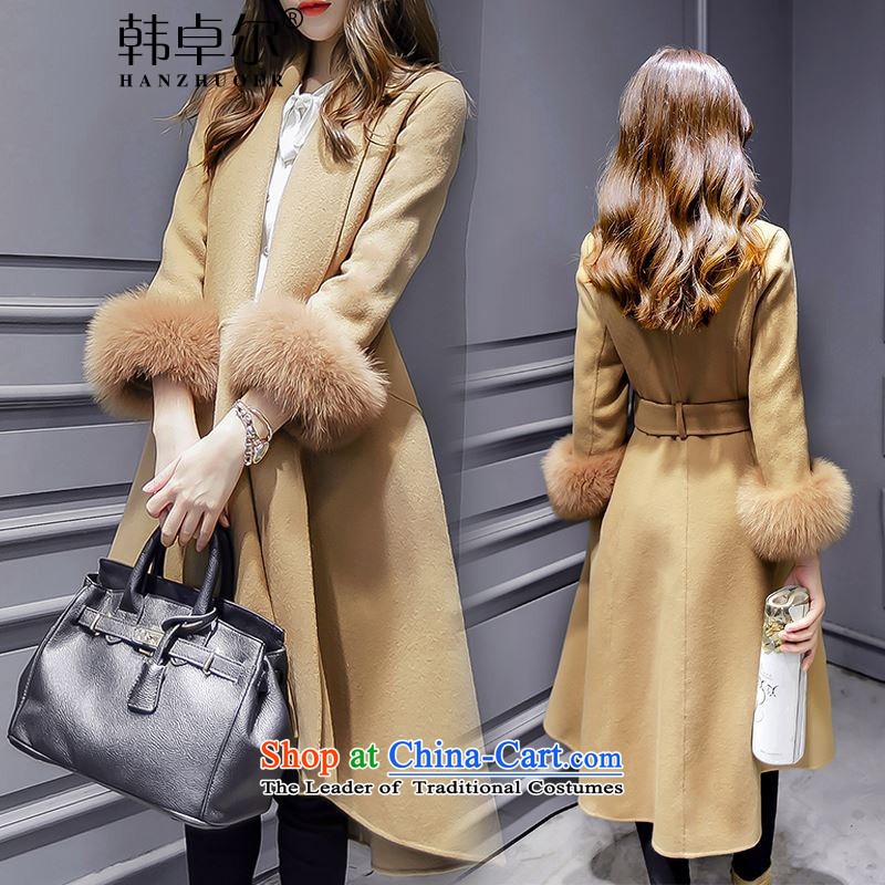 Korea's 2015 winter new Korean fashion v-neck autumn and winter coats that? long hair? jacket X4041 Sau San Rouge Alley Rain has been pressed, toner shopping on the Internet
