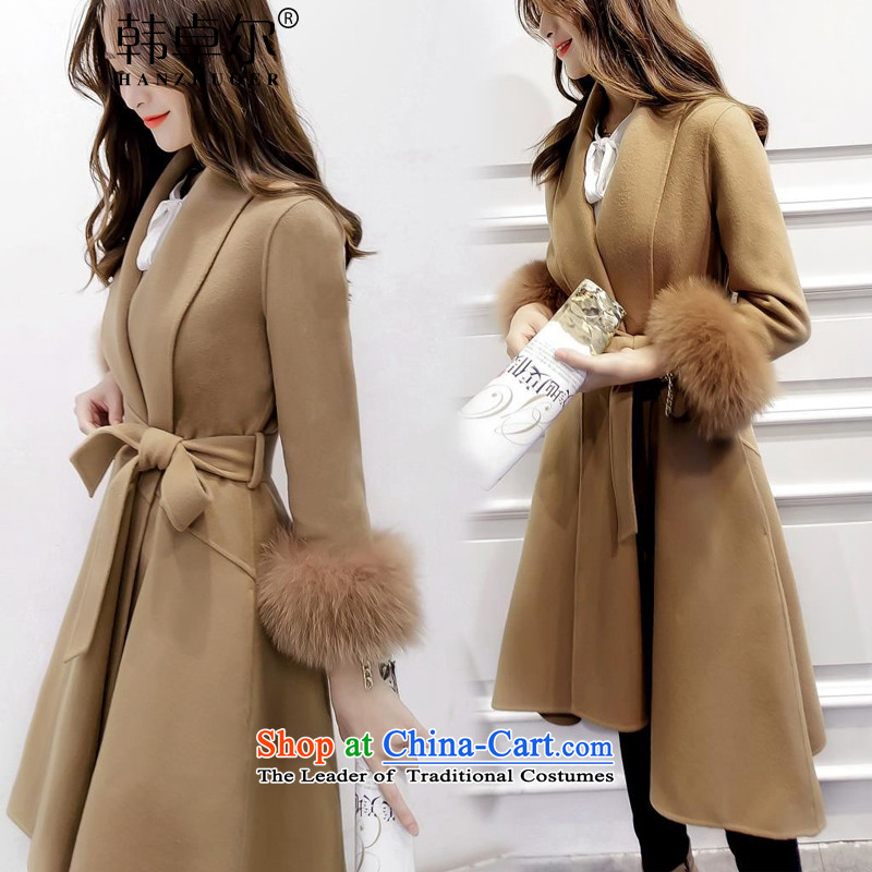 Korea's 2015 winter new Korean fashion v-neck autumn and winter coats that? long hair? jacket X4041 Sau San Rouge Alley Rain has been pressed, toner shopping on the Internet
