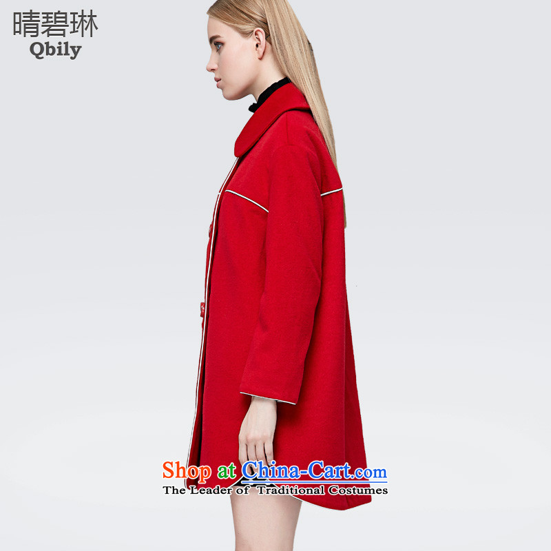 Sunny Pik Lam 2015 autumn and winter new products female lapel Lok shoulder long-sleeved double-in long wool coat RED M fine? Pik-rim (qbily) , , , shopping on the Internet