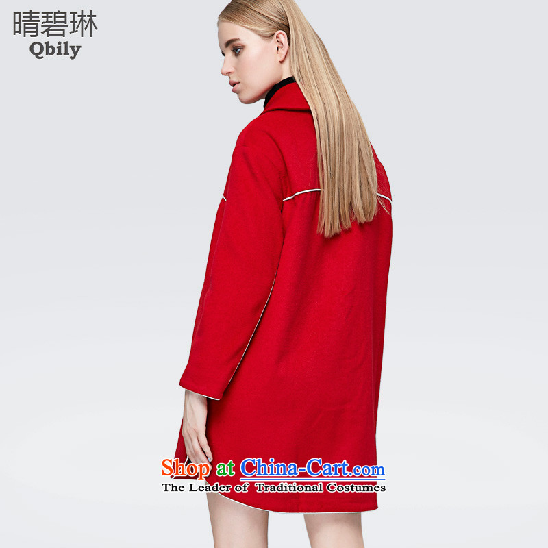 Sunny Pik Lam 2015 autumn and winter new products female lapel Lok shoulder long-sleeved double-in long wool coat RED M fine? Pik-rim (qbily) , , , shopping on the Internet