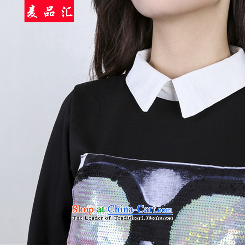 Mr Hui 2015 autumn and winter, XL female thick sister Long-Sleeve Shirt expertise, forming the catty 200 mm in length) on-chip dresses 6269 Black 3XL, Mak products removals by sinks , , , shopping on the Internet