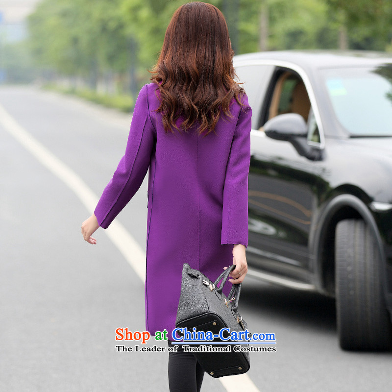 Xuan INA Install autumn 2015 New Women's jacket Korean Stylish coat in gross?   Ms. long hair? Q purple M Xuan jacket ina (xuanyina) , , , shopping on the Internet
