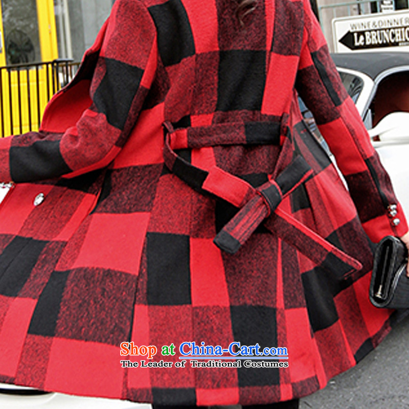 Yoon Won? coats maple version 2015 autumn and winter new stylish girl coats gross?   in temperament long gross jacket female red L? Yun Feng , , , shopping on the Internet