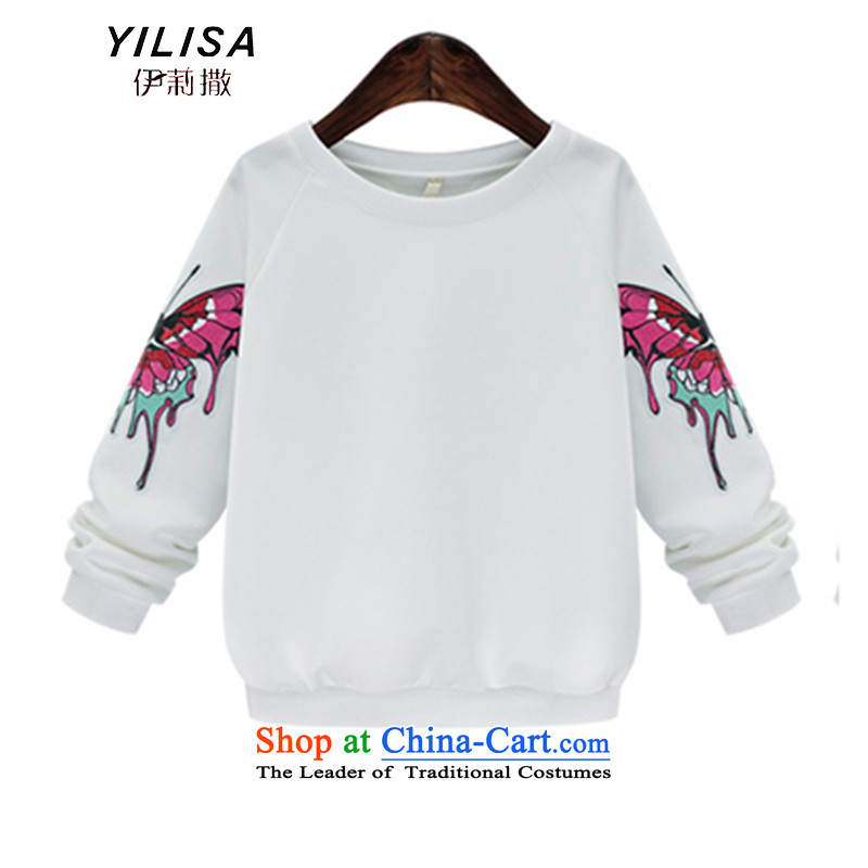 Elizabeth sub-autumn and winter new to xl blouses sweater Western Wind Butterflies embroidery sweater MM thick winter clothing loose kit and long-sleeved T-shirt K364 3XL, black, the Reine (YILISA sub-shopping on the Internet has been pressed.)