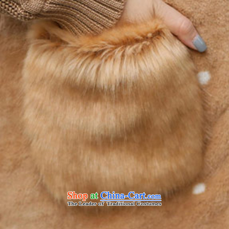 In  2015 winter-Logo Korean girls gross Rabbit fur coats? The grass long cap sweater new khaki -L, logo, phigeer) , , , shopping on the Internet