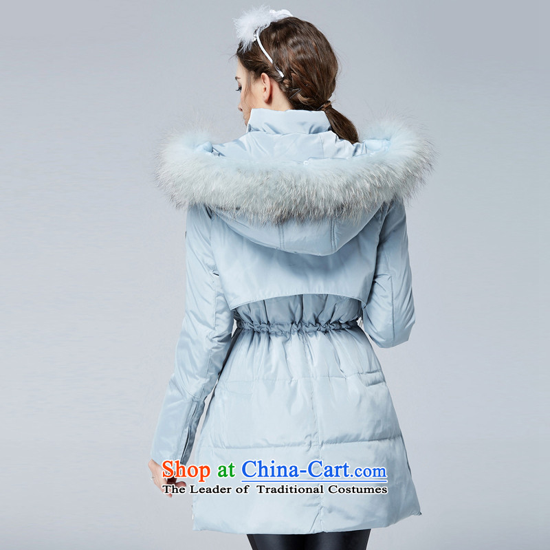 Rui Mei to  large 2015 Women's winter clothing new to xl warm in long-Nagymaros collar cap down jacket N9908 3XL light blue 7 days after the pre-sale of the United States be shipped (RIUMILVE rui) , , , shopping on the Internet