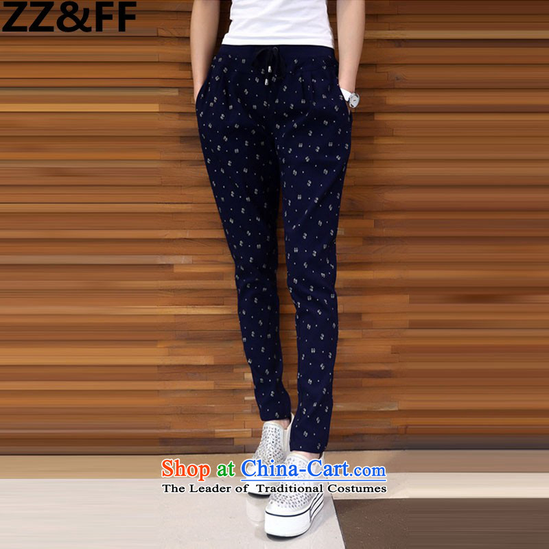2015 Autumn and winter Zz&ff new Korean version of Fat MM trendy decorated in video code female thin plus lint-free pant 386 Navy XL,ZZ&FF,,, large shopping on the Internet