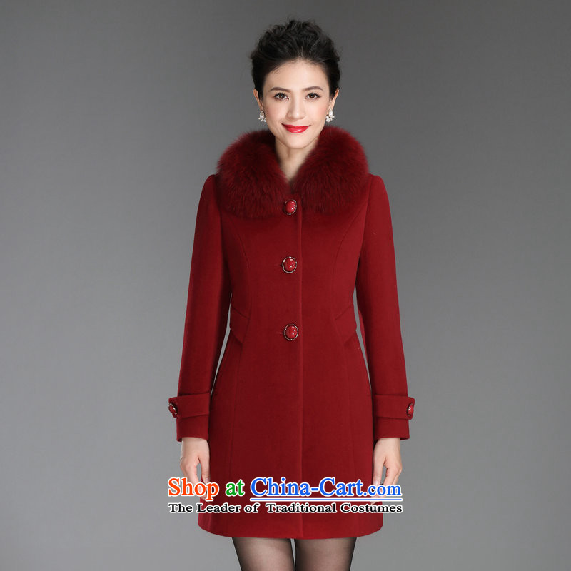 Park Dong woolen coat female 2015 winter new products for high-end Fox for long, gross video thin temperament gentlewoman cashmere overcoat Dan Feng Zi , L, Pak Tung Shopping on the Internet has been pressed.