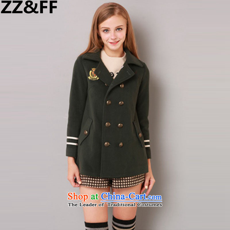 2015 Autumn and winter Zz&ff New England wind thick MM trendy decorated in video code of the girl child in the THIN? jacket  387 Army Green 2XL,ZZ&FF,,, large shopping on the Internet