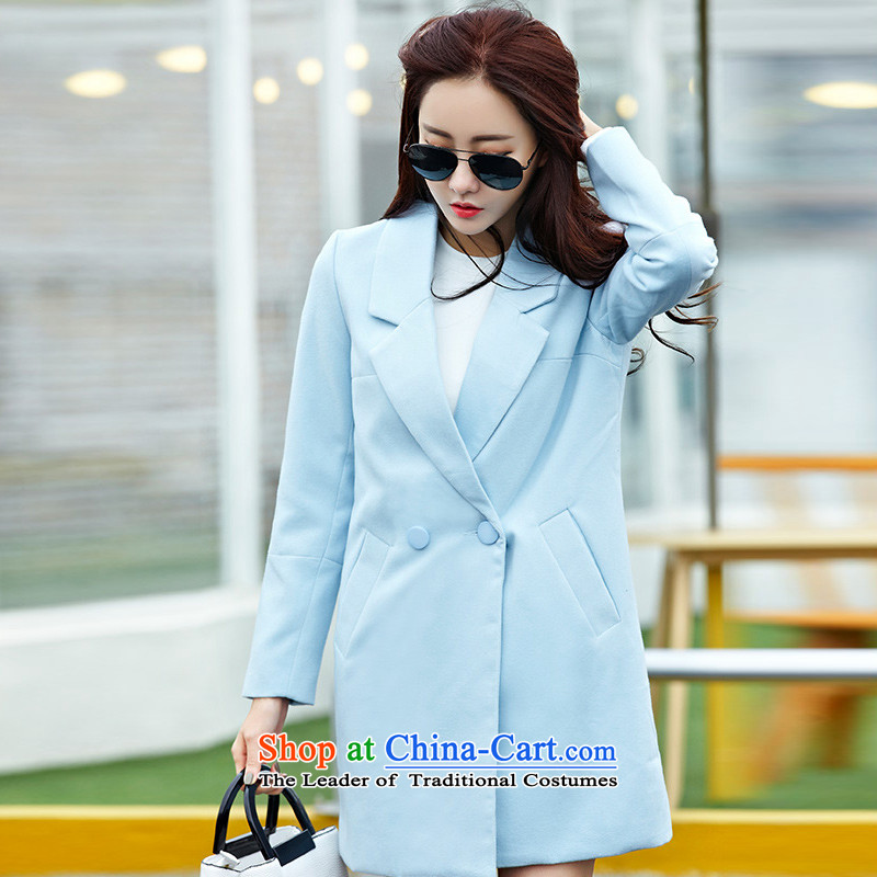 Korea bay is 2015 autumn and winter coats new gross? female single row detained Korean large leisure Sau San thick wind jacket, blue , L, Korean female HYW8858 bay are , , , shopping on the Internet