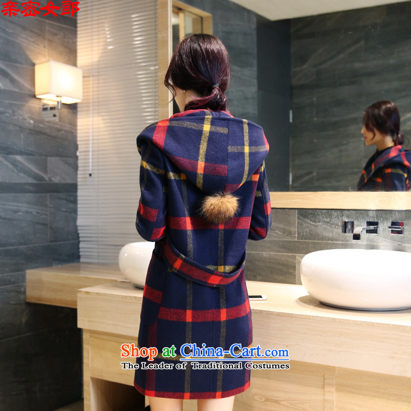 Intimacy girl 2015 Fall/Winter Collections in the New Long Hair Girl Korean jacket?   for winter coats female ADSQ625 tartan red yellow M intimacy Girl (qinminvlang) , , , shopping on the Internet