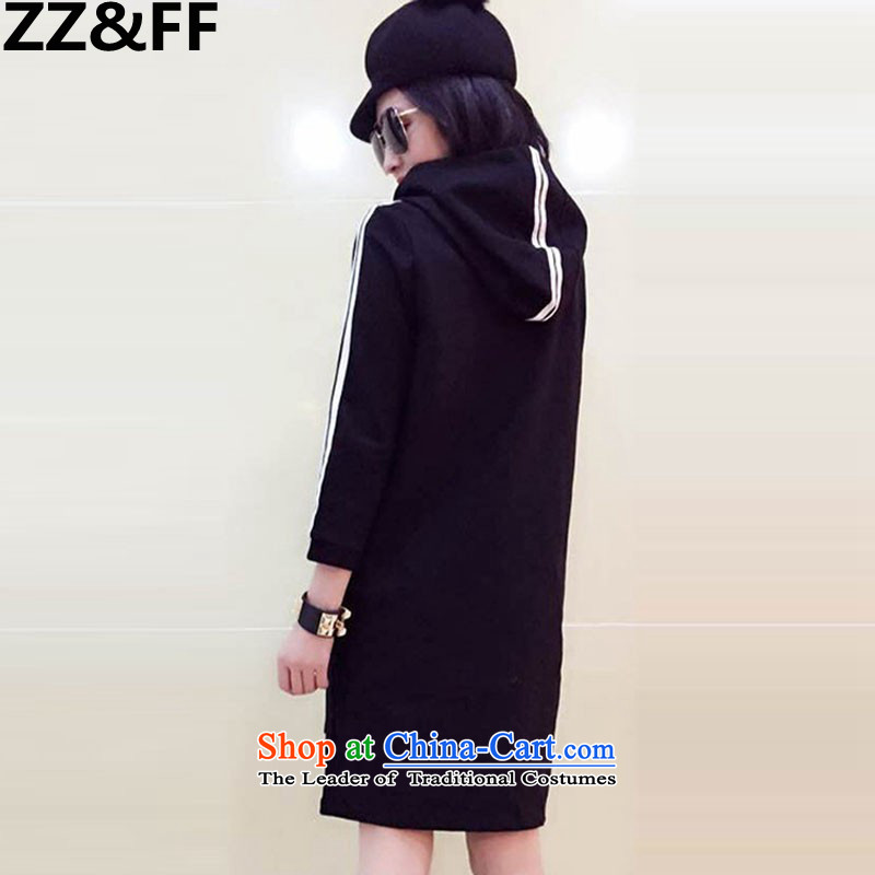 2015 Autumn and winter Zz&ff new Korean version of Fat MM trendy code women plus long-thick wool sweater dresses 385 Large Black 2XL,ZZ&FF,,, shopping on the Internet