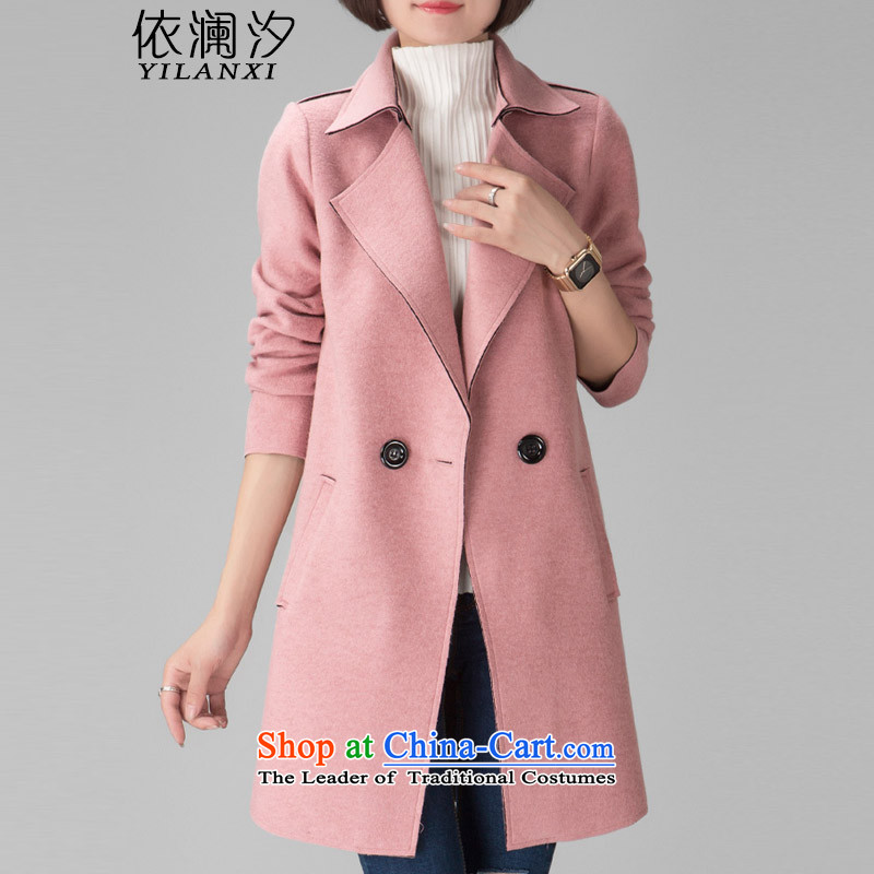 In accordance with the world gross Hsichih girls jacket? Long?2015 autumn and winter new Korean Sau San a wool coat double-Women's jacket 748 pink 2XL