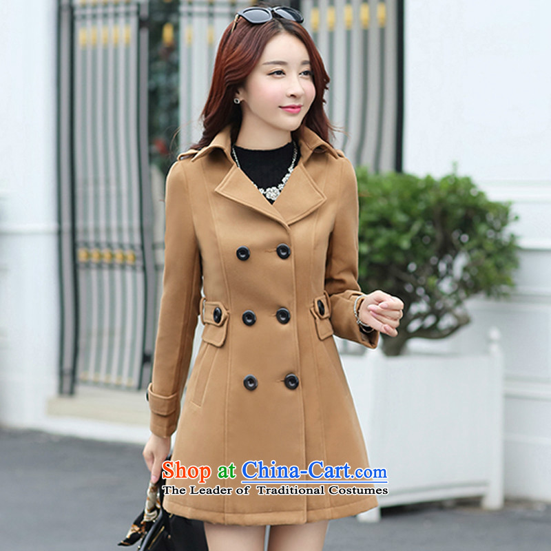 Sin has new autumn and winter 2015 gross coats women's temperament is double-Korean long hair in Sau San? XXL, navy blue jacket sin has shopping on the Internet has been pressed.