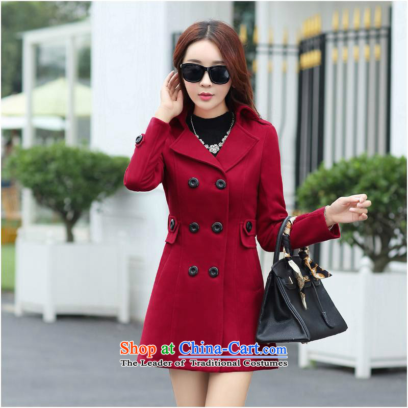 Sin has new autumn and winter 2015 gross coats women's temperament is double-Korean long hair in Sau San? XXL, navy blue jacket sin has shopping on the Internet has been pressed.