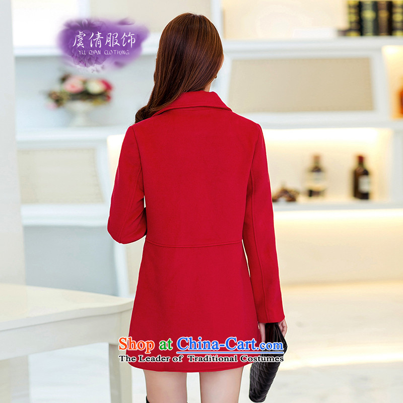 Yu Chien YQ 2015 autumn and winter new Korean fashion in the Sau San plus long cashmere single row clip hair girl Y349 coat of what red XXXL, Yu Chien dress (YU QIAN) , , , shopping on the Internet