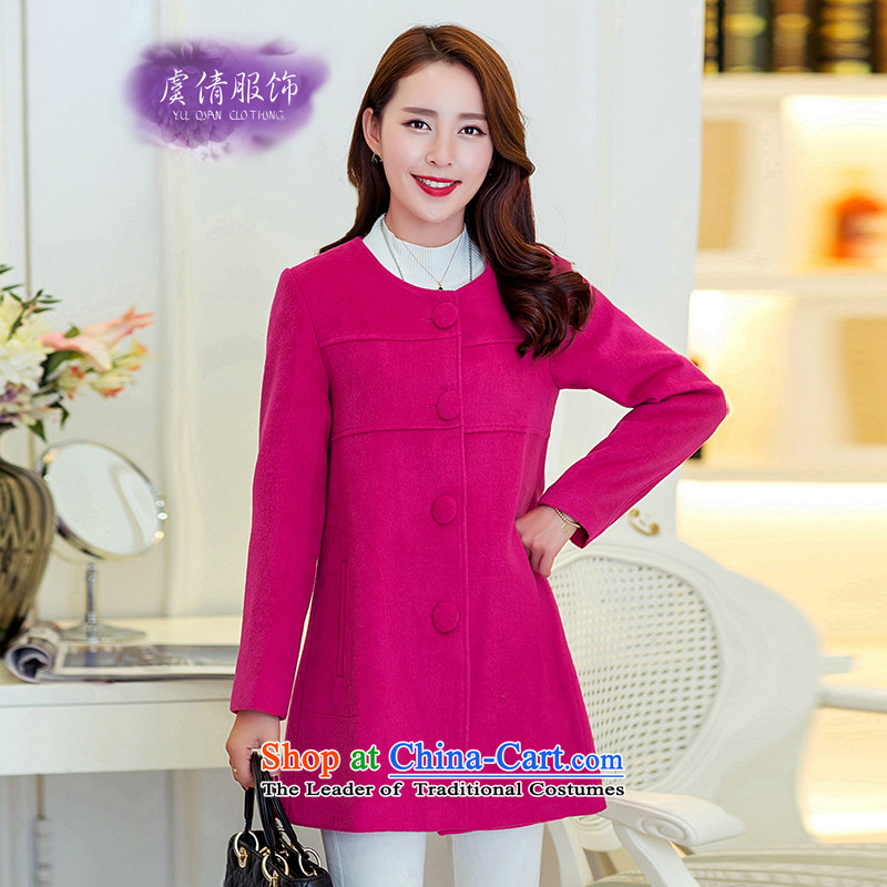 Yu Chien YQ 2015 autumn and winter new Korean fashion in Sau San long cashmere a single row clip hair girl Y350 coats of what red XL, Yu Chien dress (YU QIAN) , , , shopping on the Internet