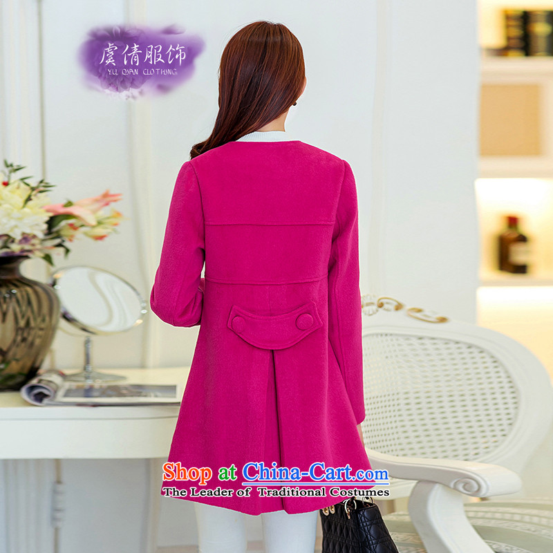 Yu Chien YQ 2015 autumn and winter new Korean fashion in Sau San long cashmere a single row clip hair girl Y350 coats of what red XL, Yu Chien dress (YU QIAN) , , , shopping on the Internet