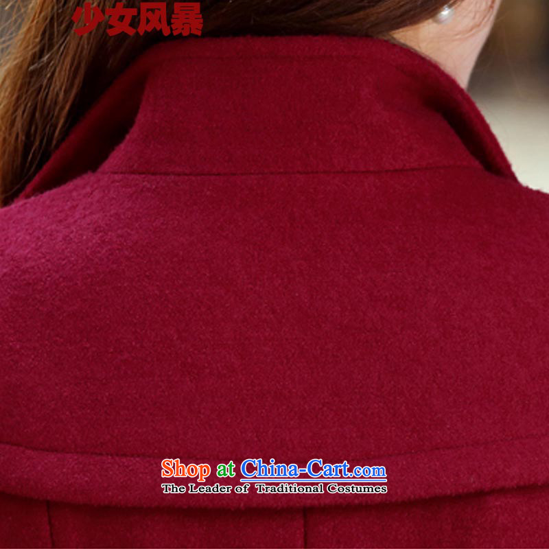 2015 Autumn and Winter Storm girls new coats, wool? Long Korean Sau San video thin double-jacket stylish girl gross? khaki coat XXXL, girls storms (shaonvfengbao) , , , shopping on the Internet