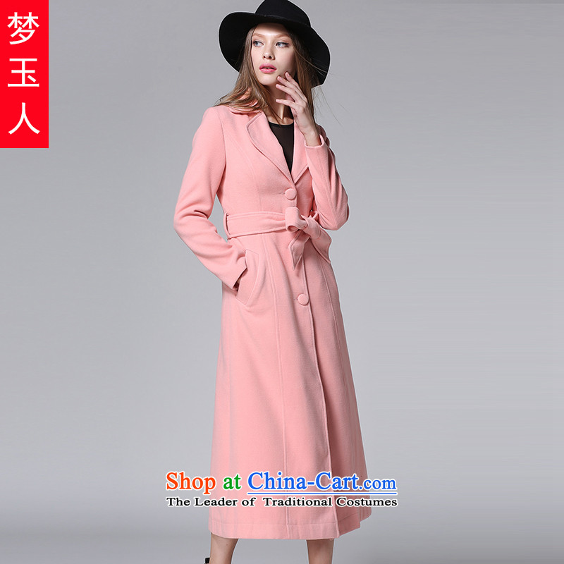 Dream-yuk people 2015 Winter New Product western fare lint-free thick so Sau San sub overcoats double-side cashmere long) wind jacket female purple plush thick L, visit the Jade people shopping on the Internet has been pressed.