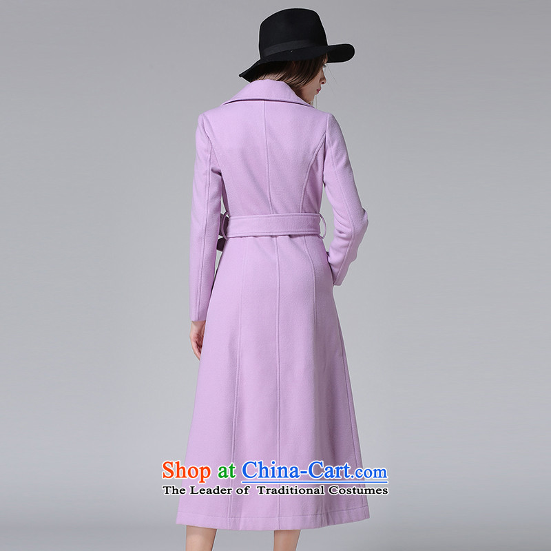 Dream-yuk people 2015 Winter New Product western fare lint-free thick so Sau San sub overcoats double-side cashmere long) wind jacket female purple plush thick L, visit the Jade people shopping on the Internet has been pressed.