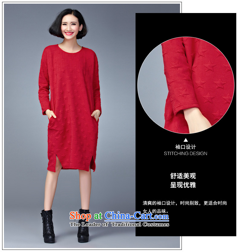  The Korean version of large numbers MEISUDI ladies casual wear cotton folder warm in the establishment of a liberal long thin thick mm modern graphics wild long-sleeved dresses red are code (loose) Picture, prices, brand platters! The elections are supplied in the national character of distribution, so action, buy now enjoy more preferential! As soon as possible.