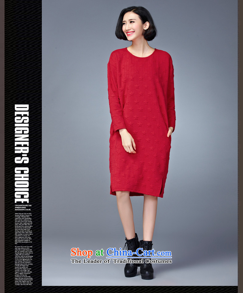 The Korean version of large numbers MEISUDI ladies casual wear cotton folder warm in the establishment of a liberal long thin thick mm modern graphics wild long-sleeved dresses red are code (loose) Picture, prices, brand platters! The elections are supplied in the national character of distribution, so action, buy now enjoy more preferential! As soon as possible.