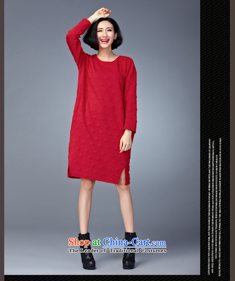  The Korean version of large numbers MEISUDI ladies casual wear cotton folder warm in the establishment of a liberal long thin thick mm modern graphics wild long-sleeved dresses red are code (loose) Picture, prices, brand platters! The elections are supplied in the national character of distribution, so action, buy now enjoy more preferential! As soon as possible.