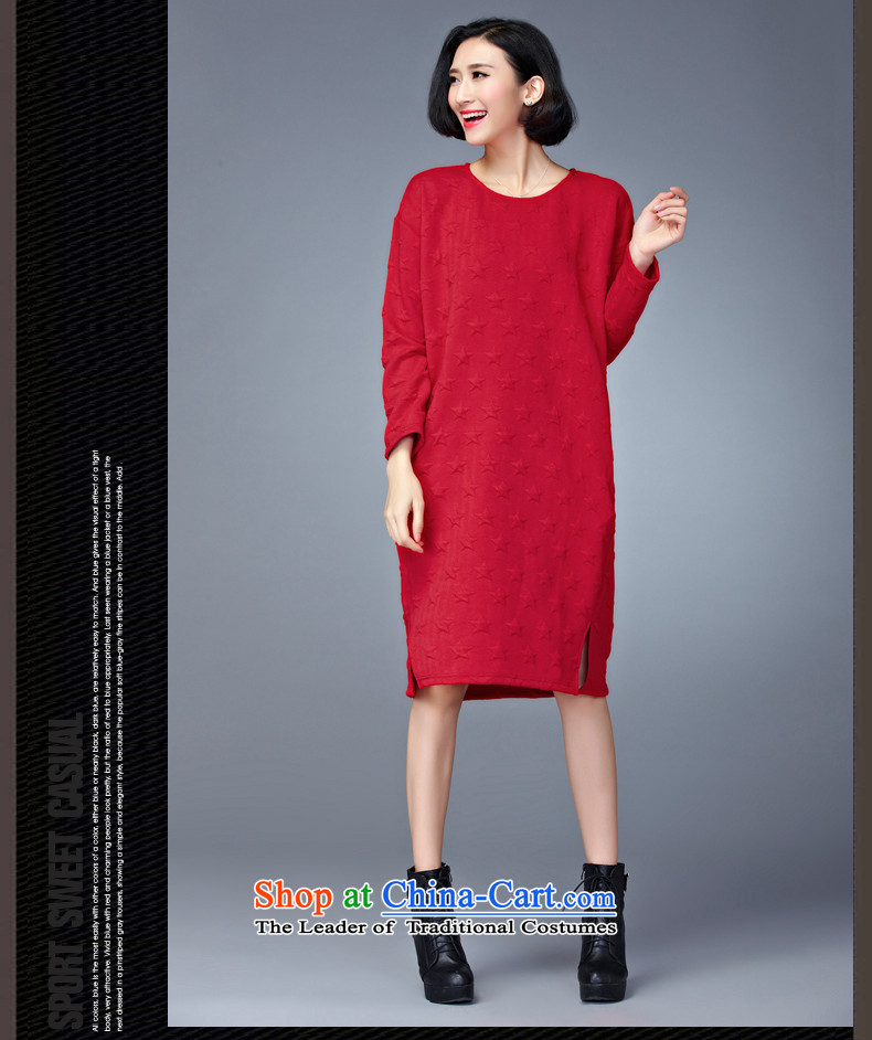  The Korean version of large numbers MEISUDI ladies casual wear cotton folder warm in the establishment of a liberal long thin thick mm modern graphics wild long-sleeved dresses red are code (loose) Picture, prices, brand platters! The elections are supplied in the national character of distribution, so action, buy now enjoy more preferential! As soon as possible.